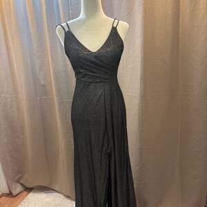 Black Glitter Formal Gown with Thigh-High Slit